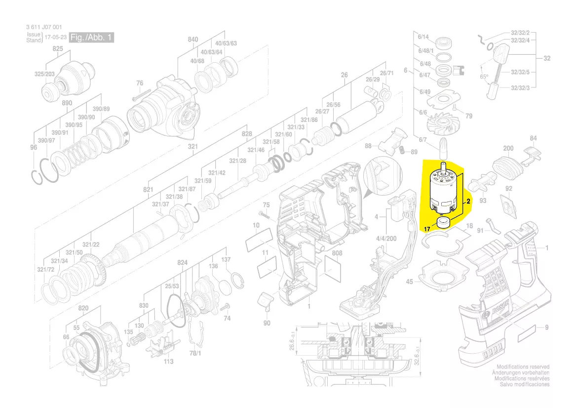 Moteur 36V réf. 1 607 022 662 Bosch